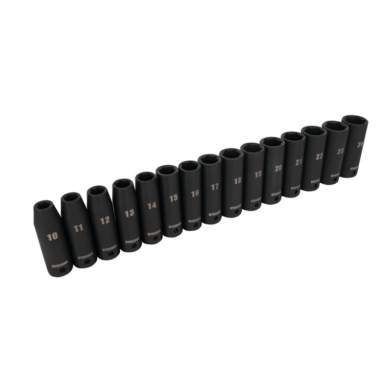 15-Piece 1/2-Inch Drive Metric Deep 6-Point Impact Socket Set