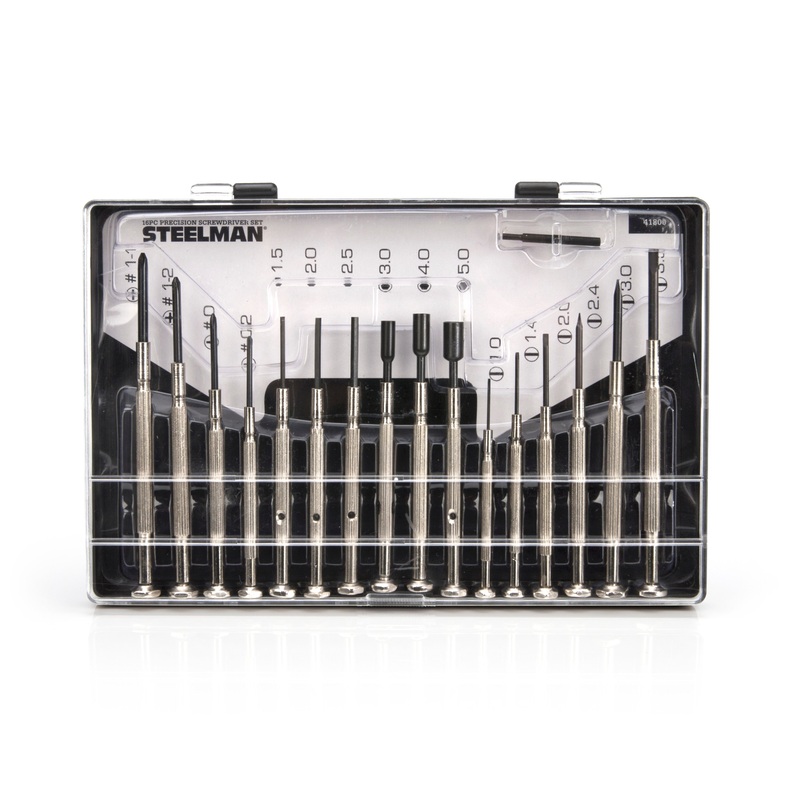 Precision Steel Shaft Screwdriver Set, 16-Piece
