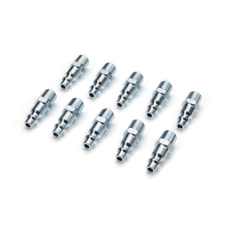 Industrial Style Steel Quick Disconnect Plug with 1/4-Inch NPTM Threads, 10-Pack