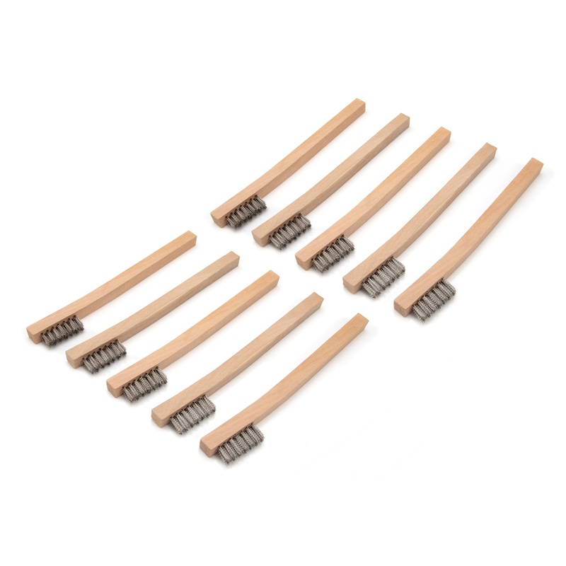 Stainless Steel 1200 Bristle Count Wire Brush with Wood Handle, 10-Pack