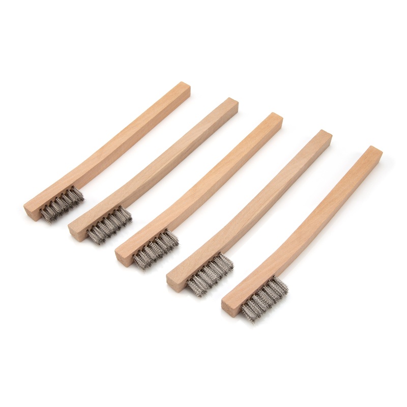 Stainless Steel 1200 Bristle Count Wire Brush with Wood Handle, 5-Pack