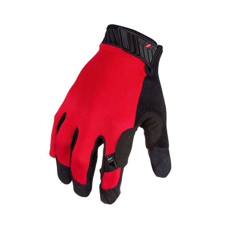 Silicone Grip Touch-Screen Compatible Mechanic Gloves in Red MD