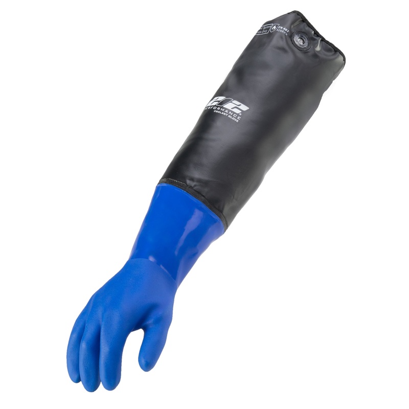 Heat and Liquid Resistant Elbow Length Protective Gloves in Blue and Black SM