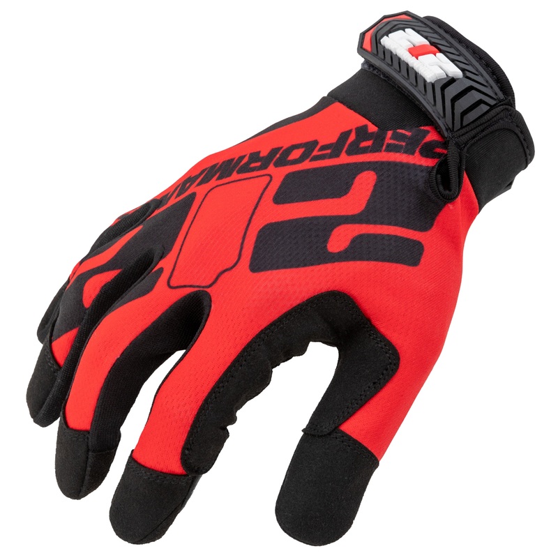 Performance Fit Enhanced Grip Work Gloves in Red and Black SM