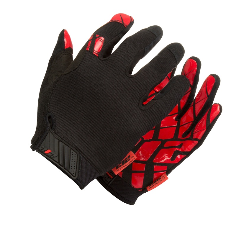 Silicone Grip Touch-Screen Compatible Mechanic Gloves in Black with Red Palm 2XL