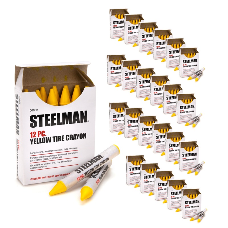 Yellow Tire Marking Crayons, Box of 12 (24-Pack)