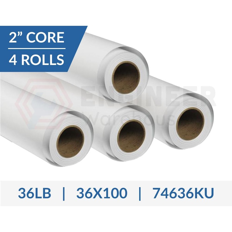 Dietzgen 36″ x 100′ 746 36lb Inkjet Coated Matte Paper – 4 Rolls per Carton – 74636KU