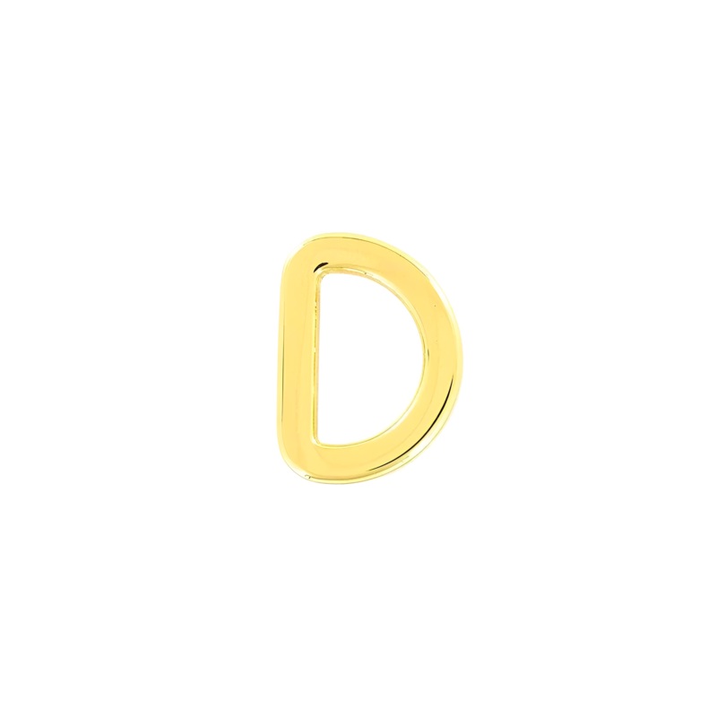 1/2″ Shiny Gold, Cast Flat D Ring, Zinc Alloy-PK5, #P-2564-GOLD