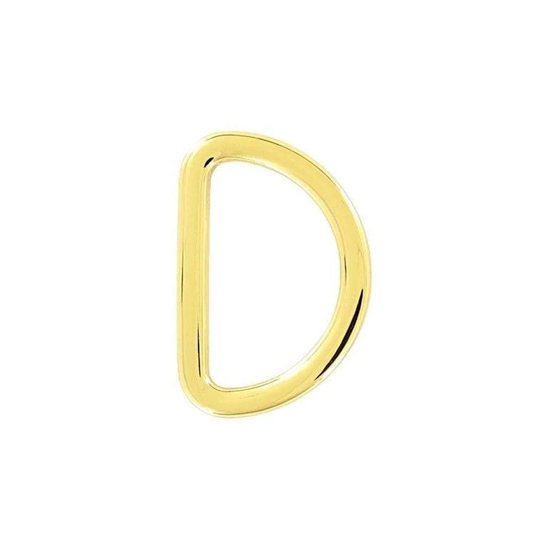 1″ Shiny Gold, Flat Cast D Ring, Zinc Alloy-PK5, #P-2561-GOLD