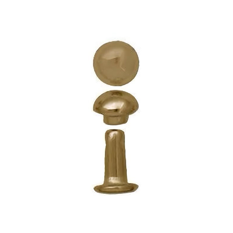 6mm Gold Double Cap Domed Rivet, Steel – 12 pk, #A-406-GP