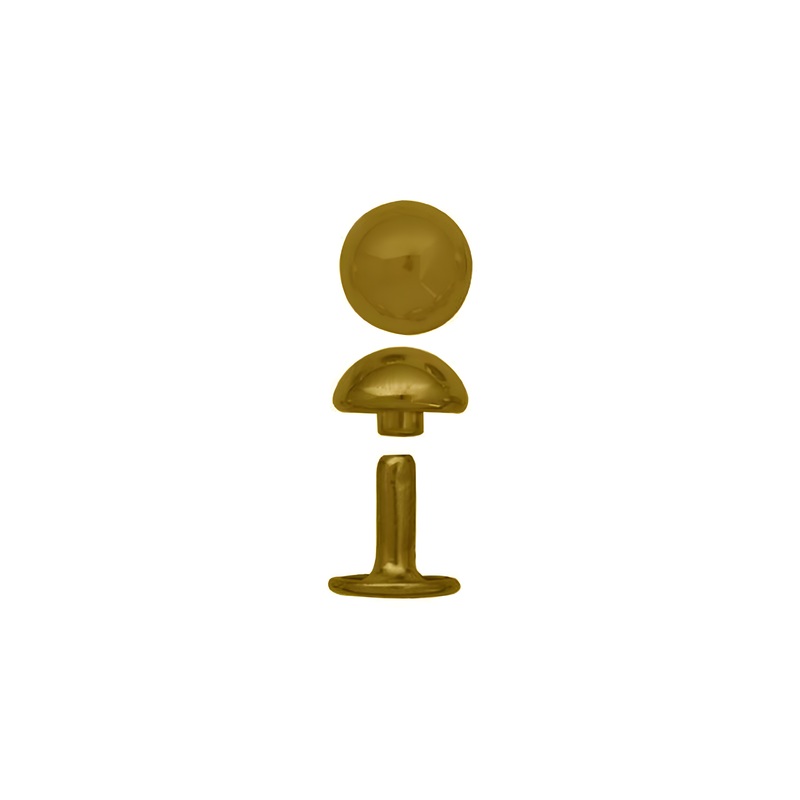 3/8″ Gold, Double Cap Domed Rivet, Steel – 12pk, #A-410-GP