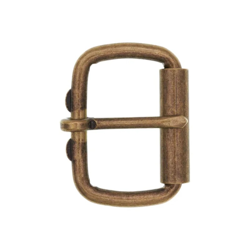 1 1/2″ Antique Brass, Heel Bar Roller Buckle, Steel, #C-1477-ANTB