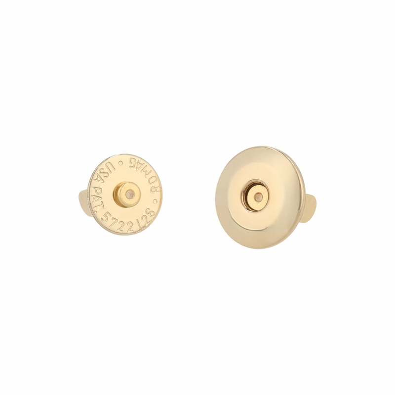 15mm Gold, Beveled Low Profile Magnetic Snap, Steel, #P-2405-GOLD