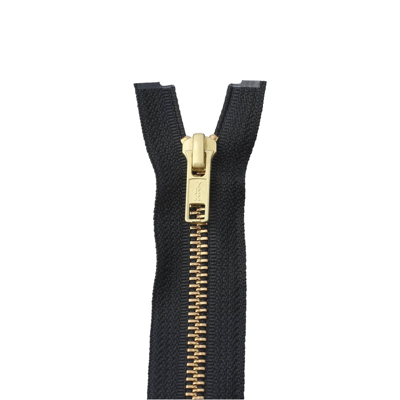 #5 Metal, Black, 30″ YKK Separating Jacket Zipper with Brass Teeth, #6JK-30-BLK-B