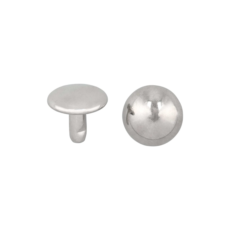 9mm Nickel, Double Cap Domed Rivet, Steel – 12 pk, #A-409-NP