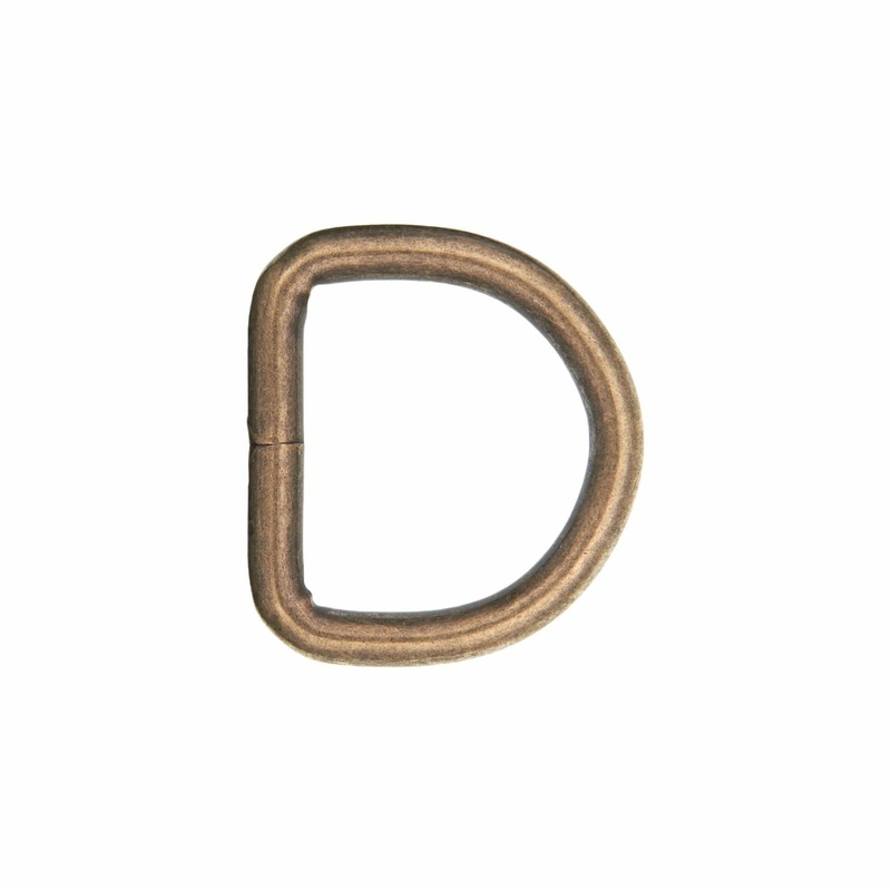 1″ Antique Brass, Welded D Ring, Steel, #P-2139-ANTB