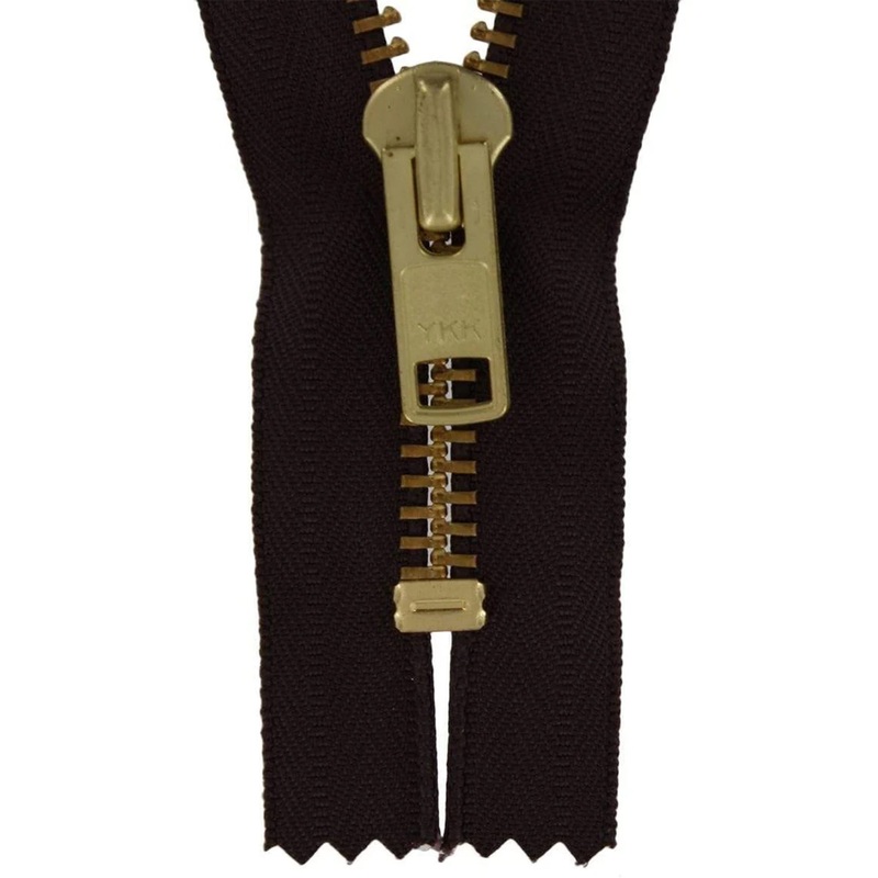 #10, Metal, Brown, 10″ YKK Closed End Zipper with Brass Teeth, #9CEB-10-BRO