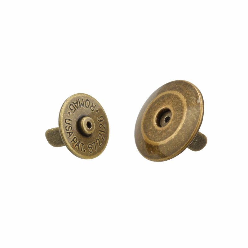 19mm Antique Brass, Beveled Low Profile Magnetic Snap, Steel, #P-2407-ANTB
