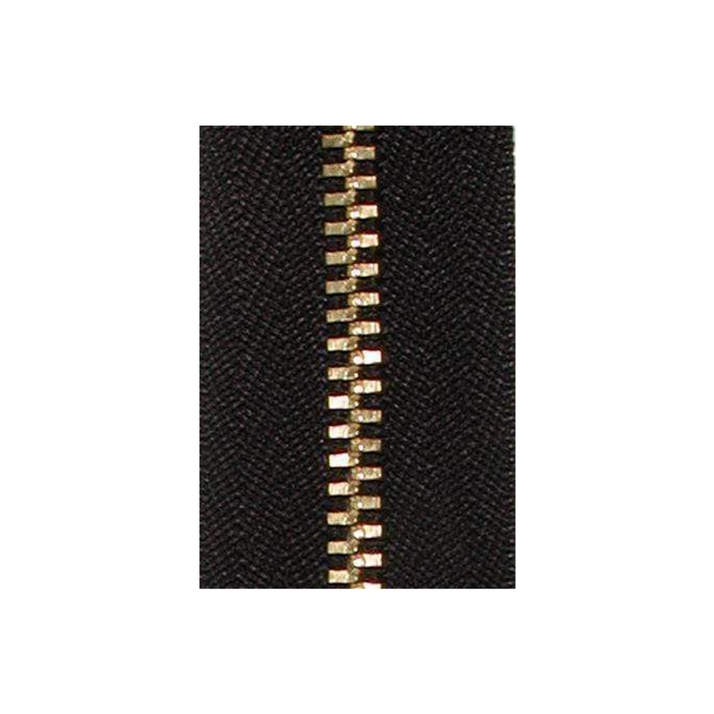 #4 Black, YKK Metal Chain Zipper Tape with Brass Teeth, #4M-BLK