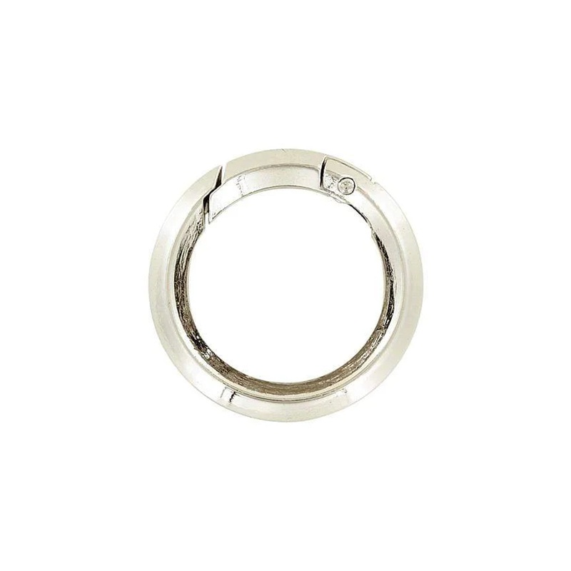1 1/4″ Shiny Nickel, Spring Gate Beveled Round Ring, Zinc Alloy, #P-2881-NIC
