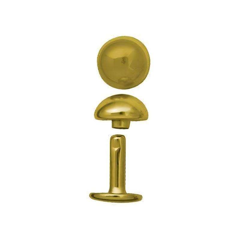 13 mm Gold, Double Cap Domed Rivet, Steel – 12pk, #A-411-GP