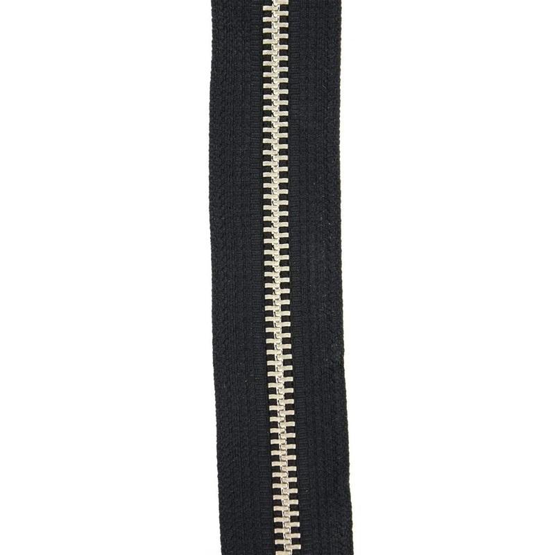 #5 Black, YKK Metal Chain Narrow Zipper Tape with Solid Nickel Teeth, #5M-NAR-BLK-SNIC