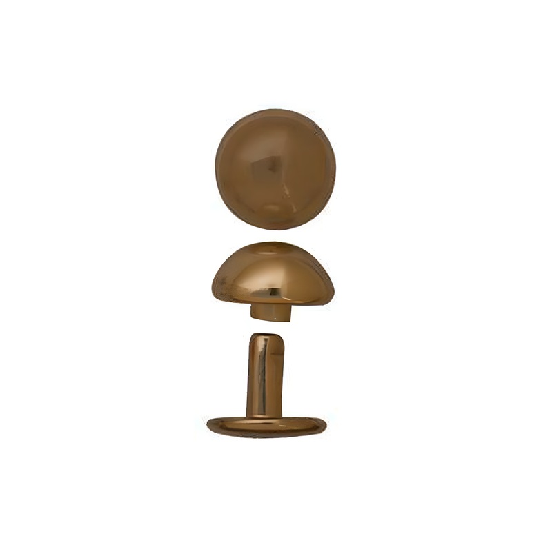 9mm Antique Brass, Double Cap Domed Rivet, Steel – 12 pk, #A-409-ANTB