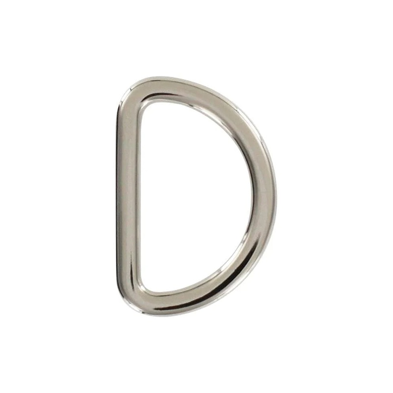 1″ Shiny Nickel, Flat Cast D Ring, Zinc Alloy-PK5, #P-2561-NIC