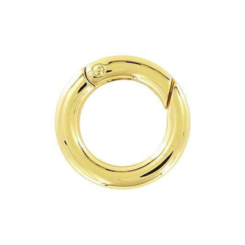 3/4″ Shiny Gold, Spring Gate Flat Round Ring, Zinc Alloy, #P-2733-GOLD