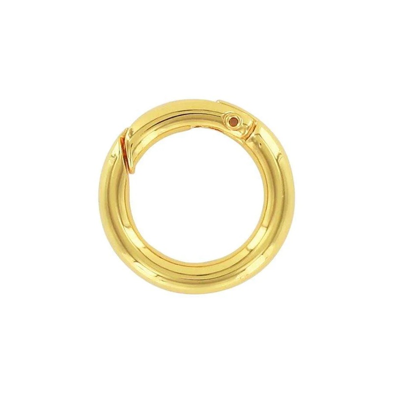 5/8″ Shiny Gold, Spring Gate Round Ring, Zinc Alloy-PK5, #P-2578-GOLD