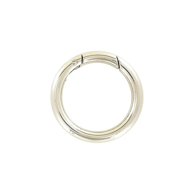 1 1/2″ Shiny Nickel, Spring Gate Round Ring, Zinc Alloy, #P-2526-NIC