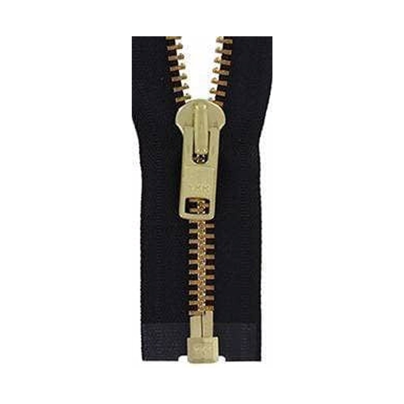 #10 Metal, Black, 30″ YKK Separating Jacket Zipper with Brass Teeth, #9JK-30-BLK-B
