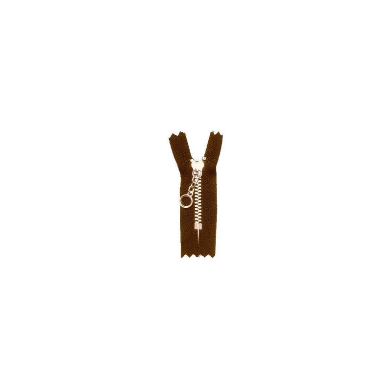 #3 Metal, Brown, 14″ YKK Closed End Handbag Zipper with Brass Teeth, #451-14-BRO