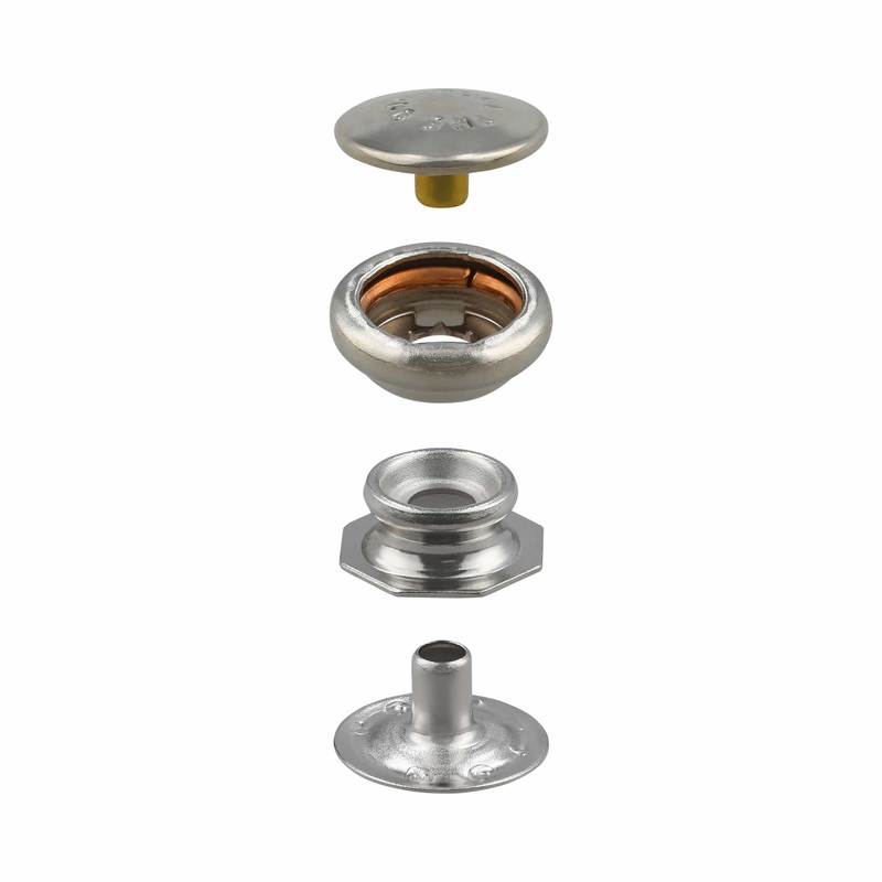 1/2″ Nickel, Pull-The-DOT Snap Set (Pack of 10 Sets Complete), Solid Brass, #WF-050-SBN