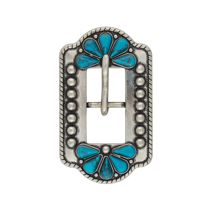 Turquoise Flower Center Bar Buckle 5/8″