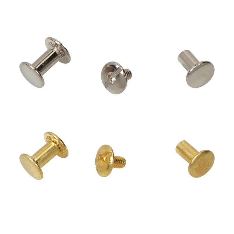 10-Pack of #D5038 Chicago Screws, Plain, 3/8″ Nickel Brass