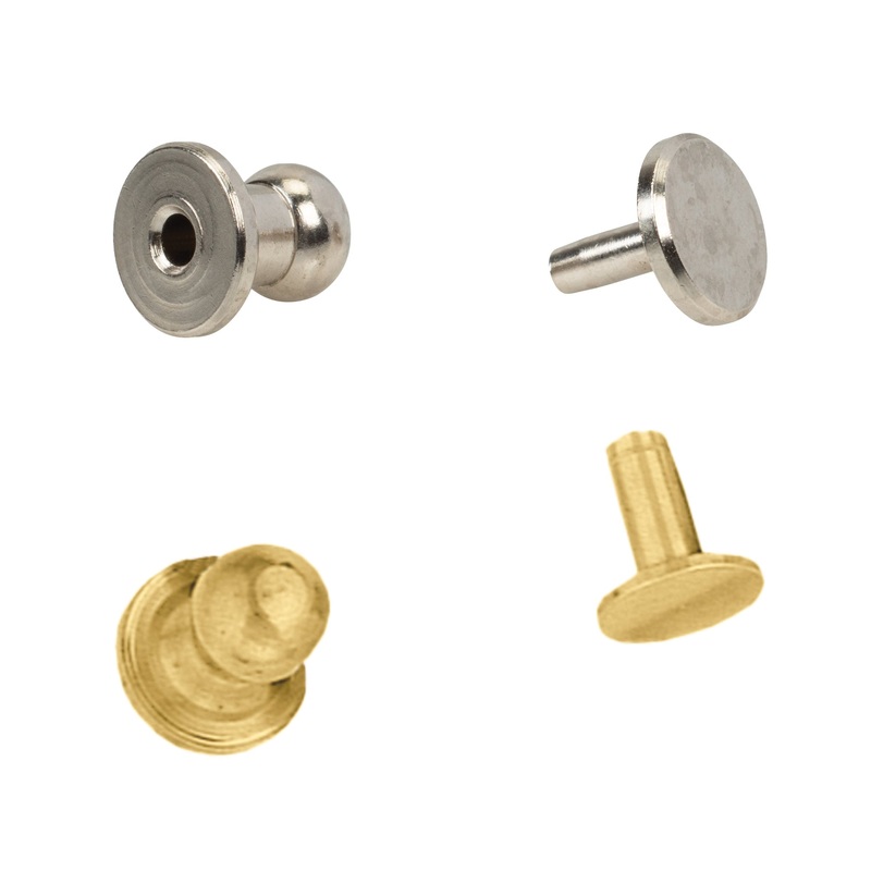 #3420 Button Stud with Post Nickel Brass