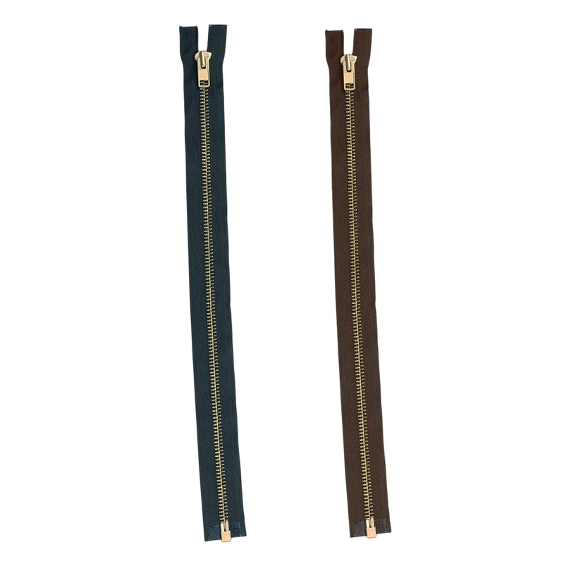 YKK #10 Zipper – Complete, Solid Brass 18″ Black