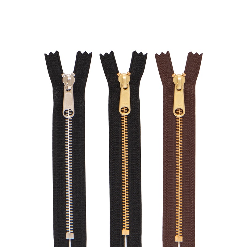YKK #5 Zippers, Complete 6 inches Black w/Aluminum Zipper
