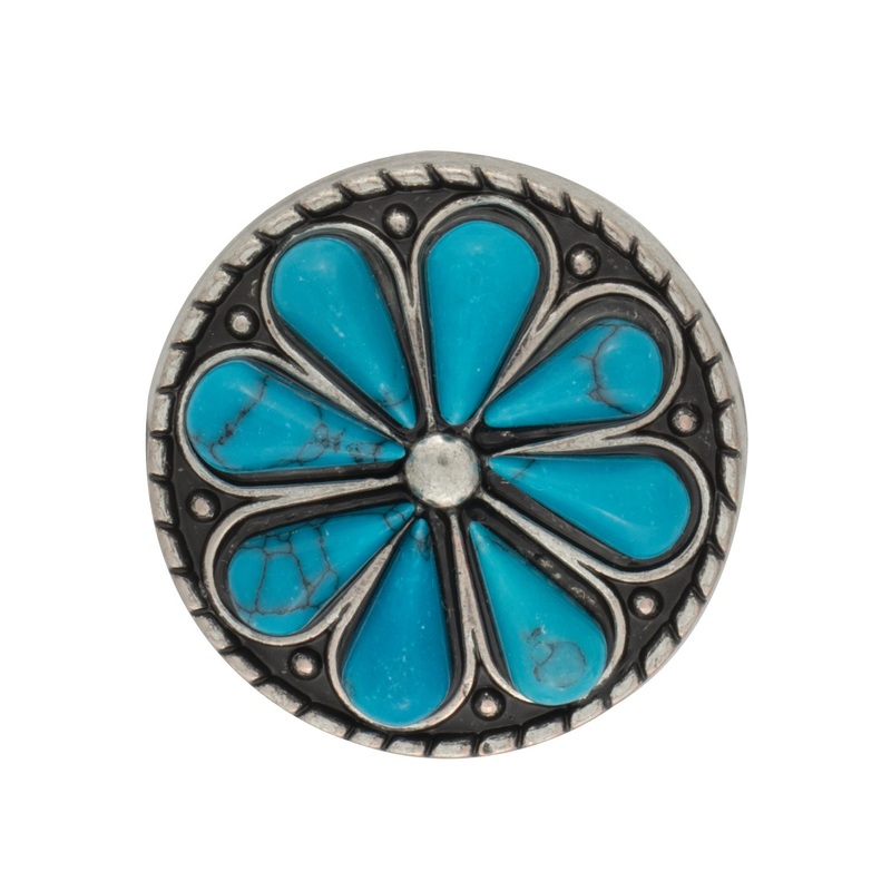 Turquoise Flower Concho 1″