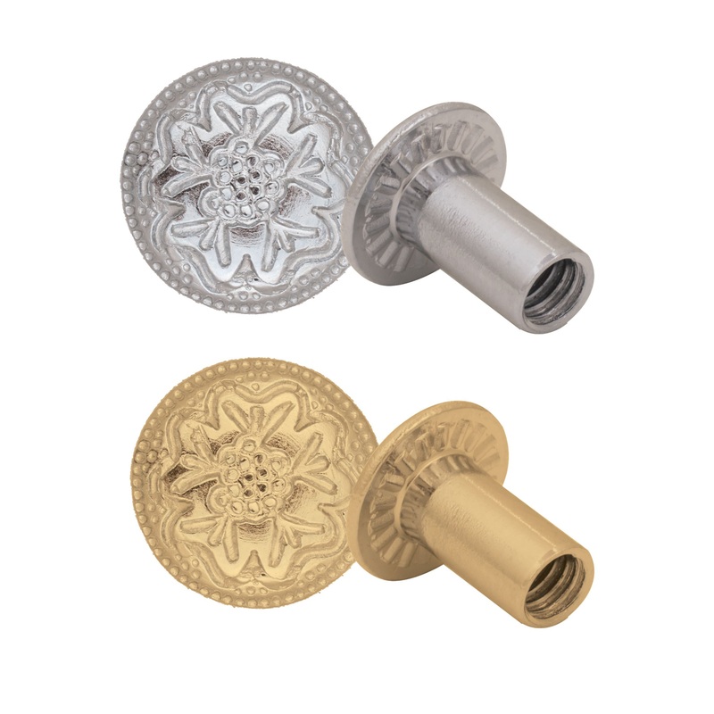 #D5038 Chicago Screws with Floral Design 1/4″ Nickel Brass