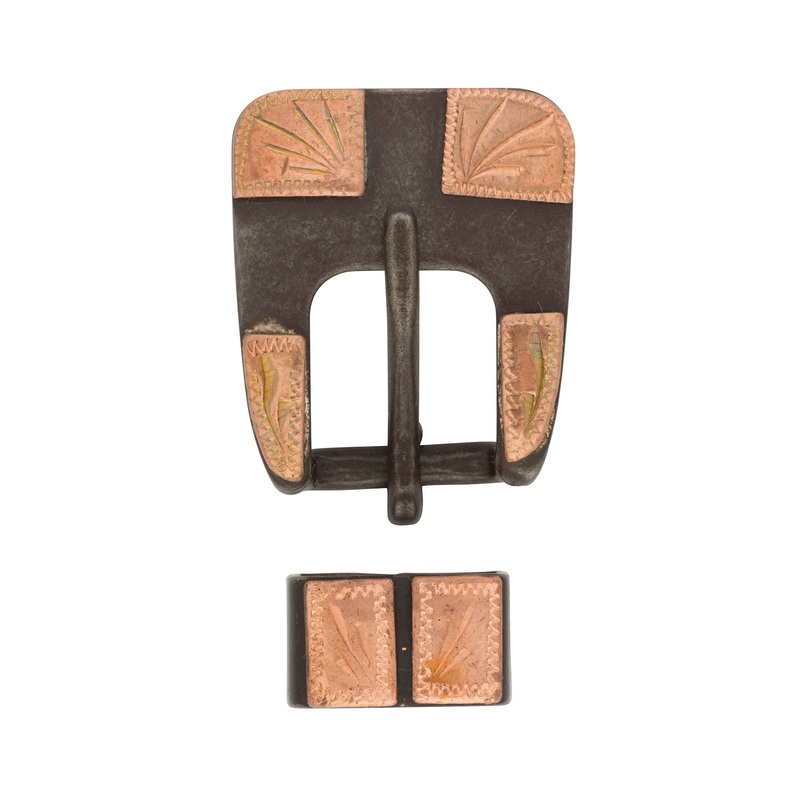 #1861 Square Heel Buckle & Loop Set, Buffed Brown Steel, 5/8″