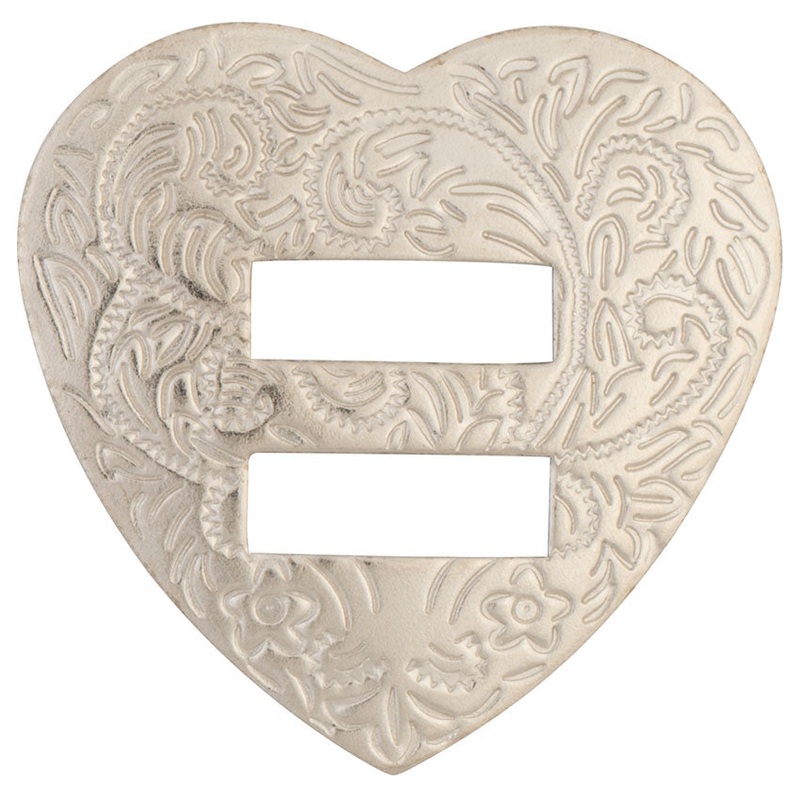 Heart Concho with Slots, Nickel Plated/Steel, 1-1/4″